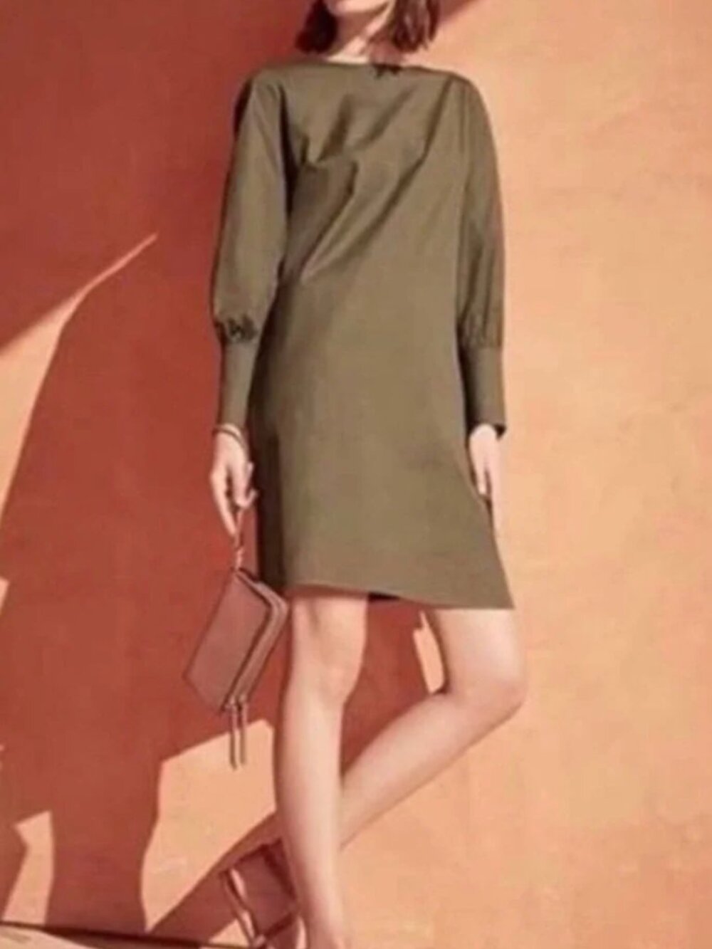 Cuyana  Bateau Neckline Mini Dress  Green | Size: S Meghan Markle